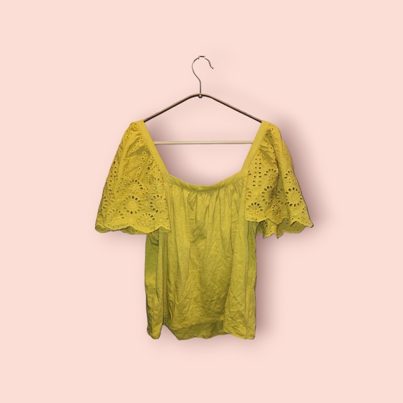 Boden 100% Cotton Eyelet Scalloped Flutter Sleeve Blouse - Picture 2 of 3